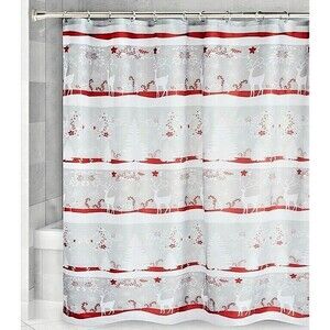 Avanti Linens Christmas Fabric Shower Curtain Reindeer 72x72" Winter Holiday